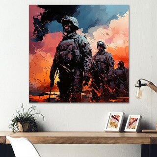 Designart "Military Soldiers Harmony In Chaos " Military Wall Art - Bed